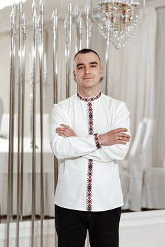 Чоловіча вишиванка &laquo;Владислав&raquo; білого кольору 46 р. 00080 фото