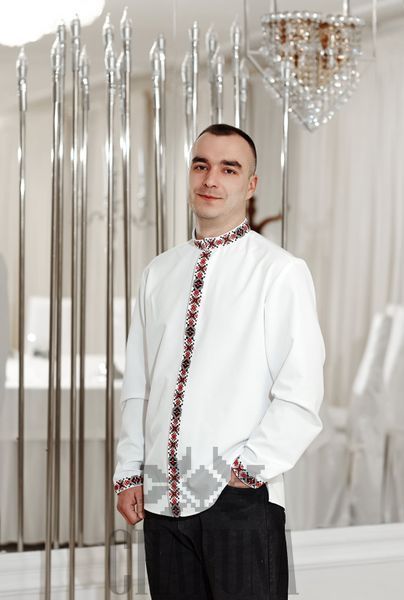 Чоловіча вишиванка &laquo;Владислав&raquo; білого кольору 46 р. 00080 фото
