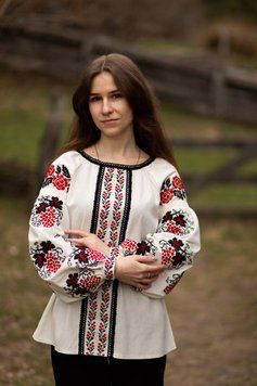 Вишиванка &laquo;Алфіна&raquo; білого кольору 38 р. 01097 фото