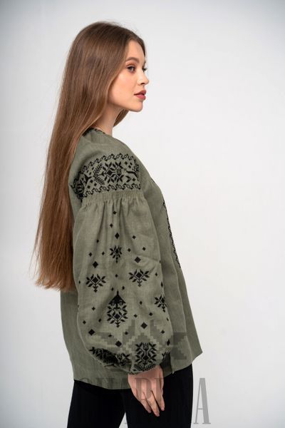 Сімейний комплект вишиванок &laquo;Звитяга&raquo; оливкового кольору 46-42 р. 00813 фото