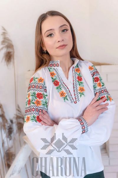 Жіноча вишиванка " Збруч " білого кольору 42 р. 01227 фото