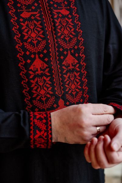 Чоловіча вишиванка &laquo;Звитяга&raquo; чорного кольору 46 р. 00050 фото