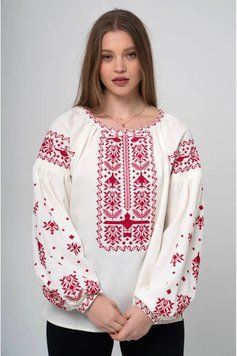 Жіноча вишиванка "Звитяга" молочного кольору 42 р. 01477 фото